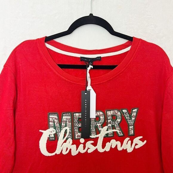 Jane + Delancey Red Merry Christmas Graphic Sweatshirt Size M NWT - Picture 4 of 8